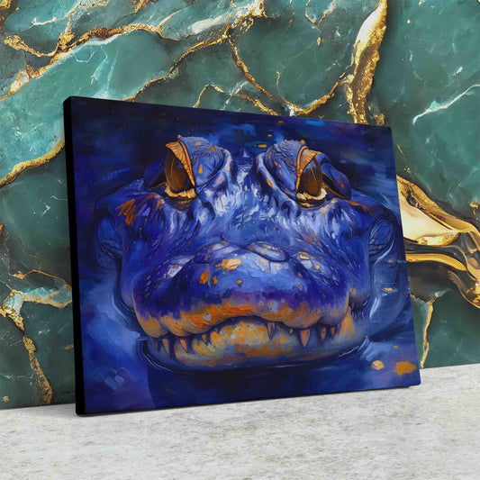 Blue Crocodile - Wall Art in Black Frame
