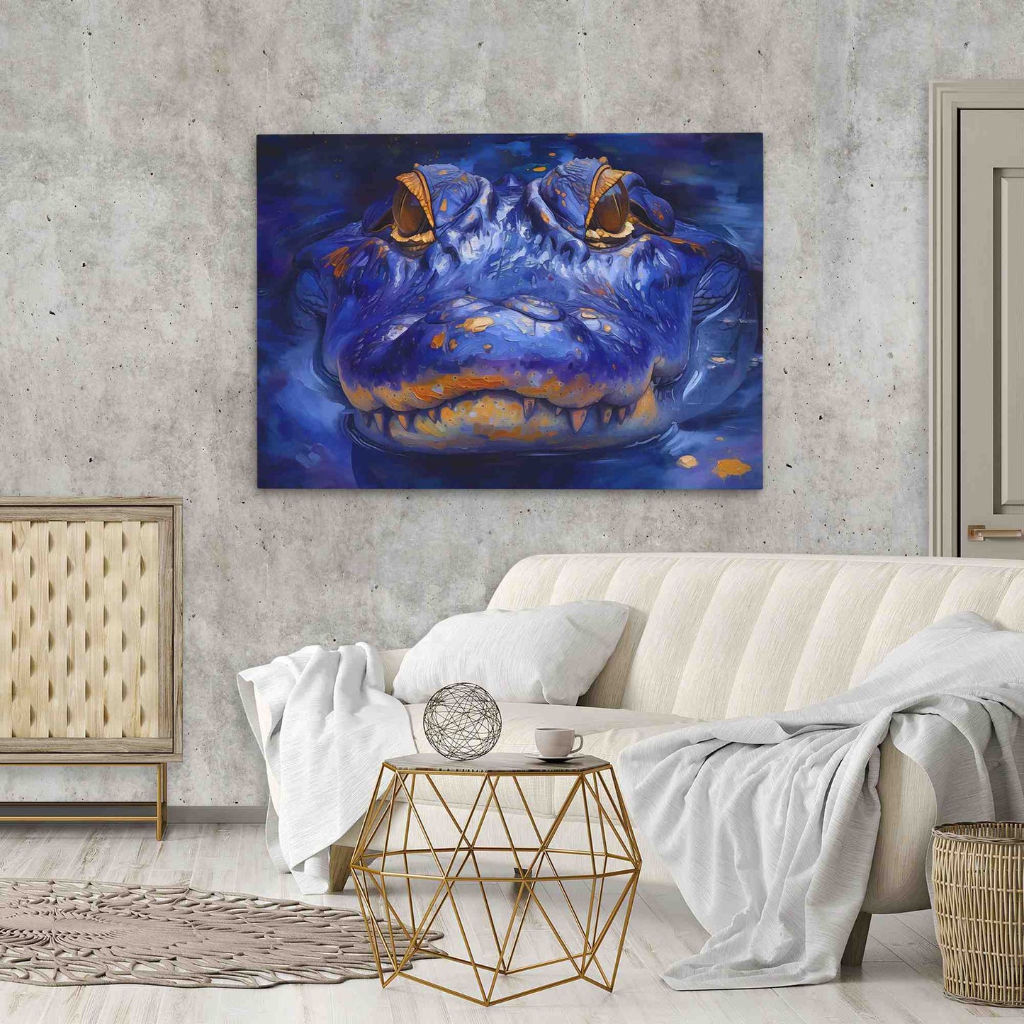 Blue Crocodile - Large Canvas Print