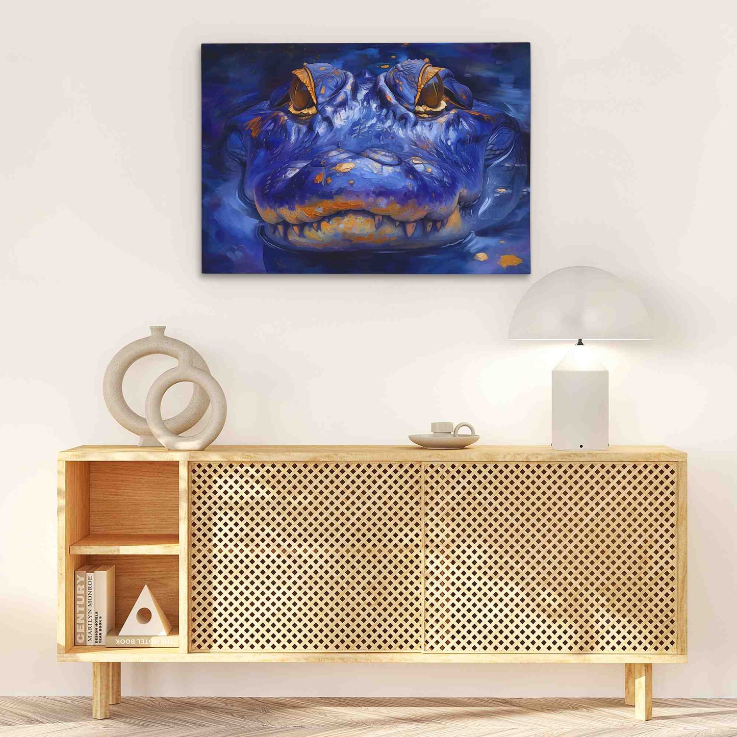 Blue Crocodile - Blue Wall Art for Living Room