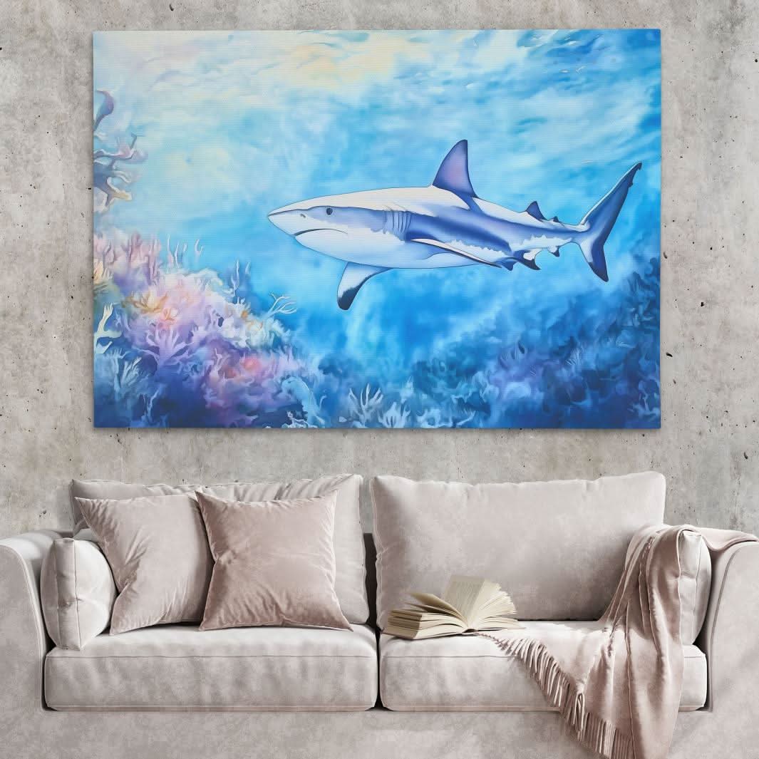 Blue Depths Predator - Wall Art in Black Frame