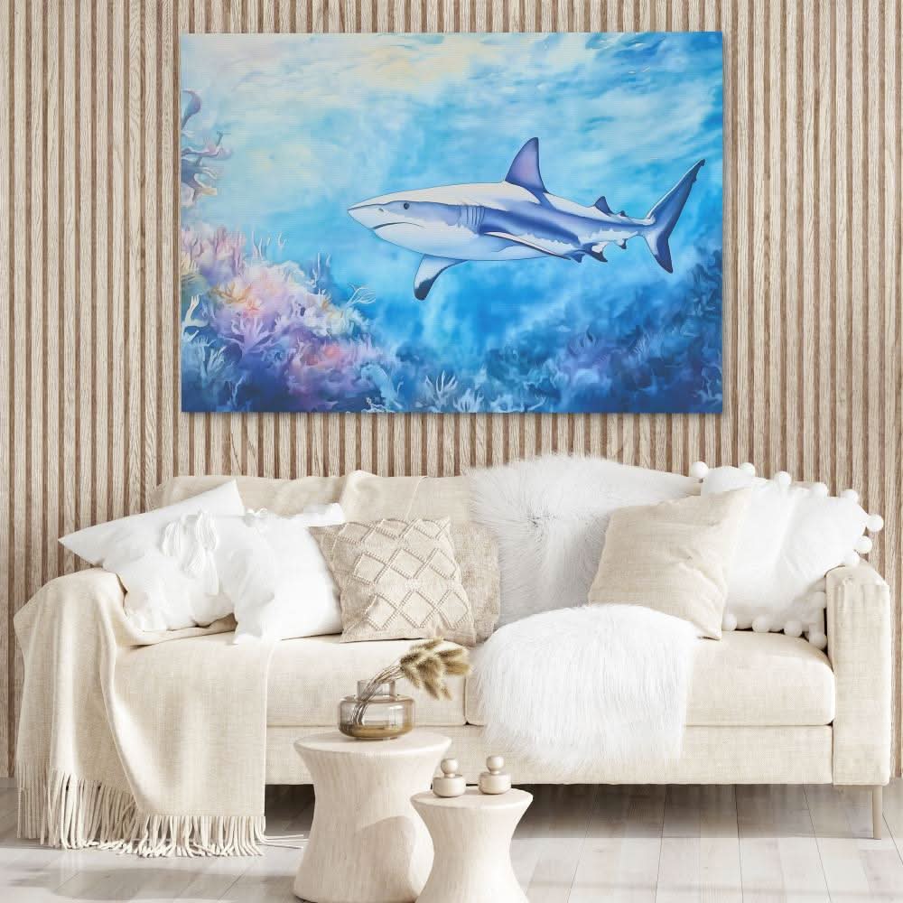 Blue Depths Predator - Animals Art for Bathroom