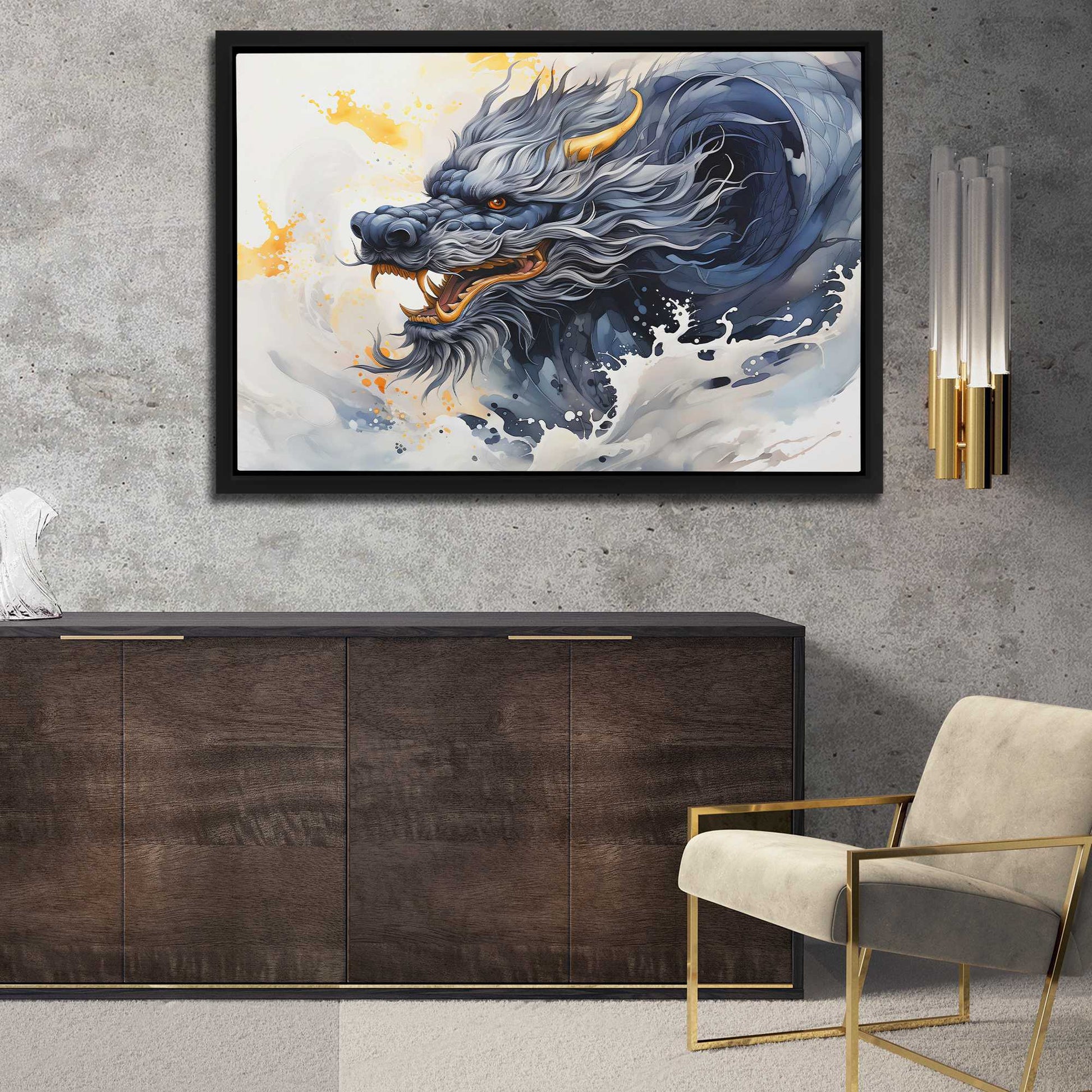 Blue Dragon - Blue Canvas Wall Art