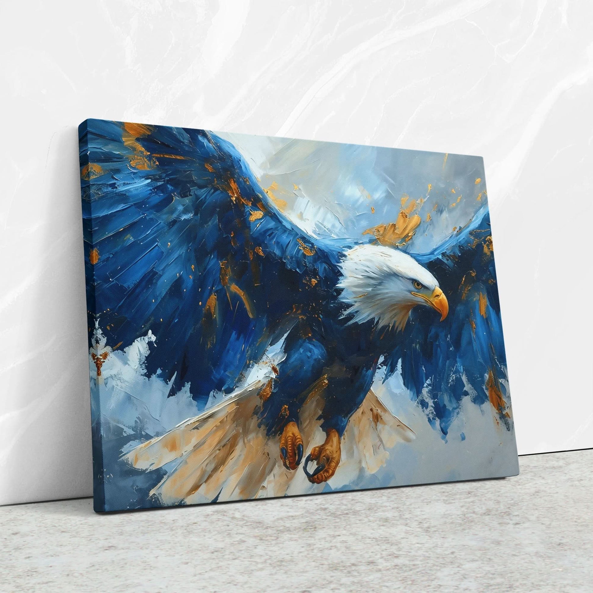 Blue Eagle Flying - Blue Wall Art