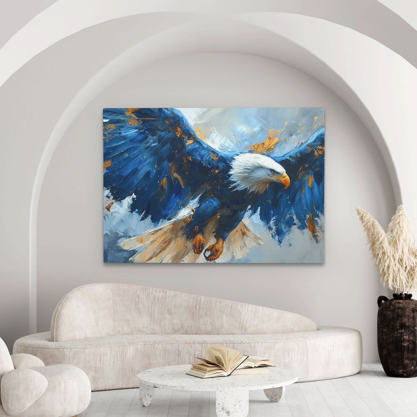 Blue Eagle Flying - Blue Canvas Wall Art