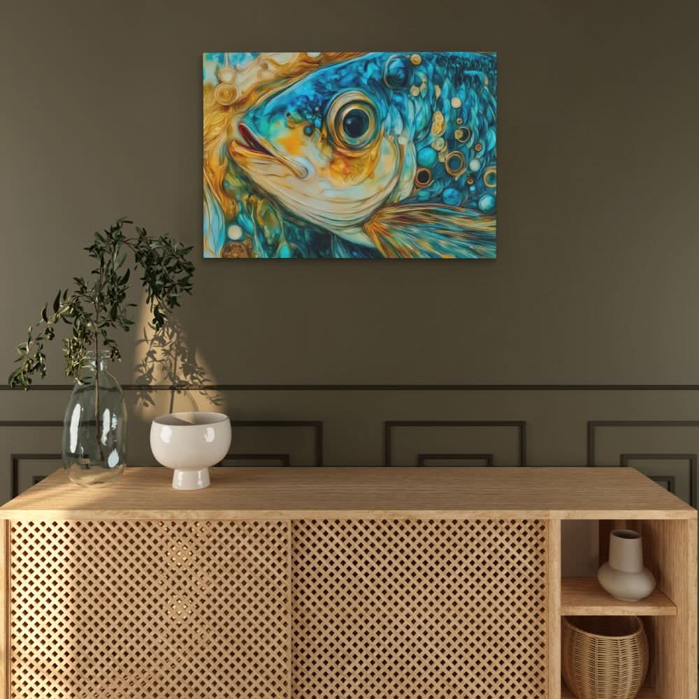 Blue Fish Scales - Blue Wall Art for Bathroom
