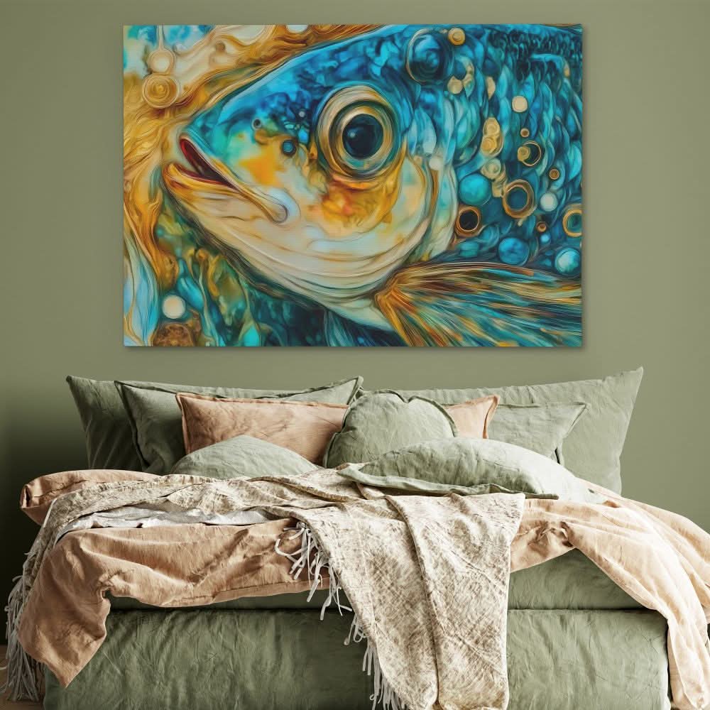 Blue Fish Scales - Blue Fish Canvas Print