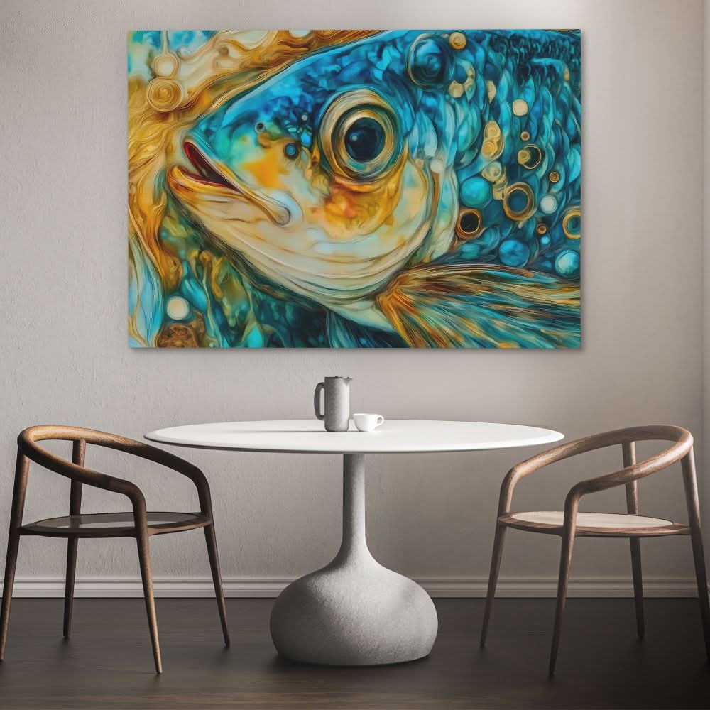 Blue Fish Scales - Large Modern Canvas Print