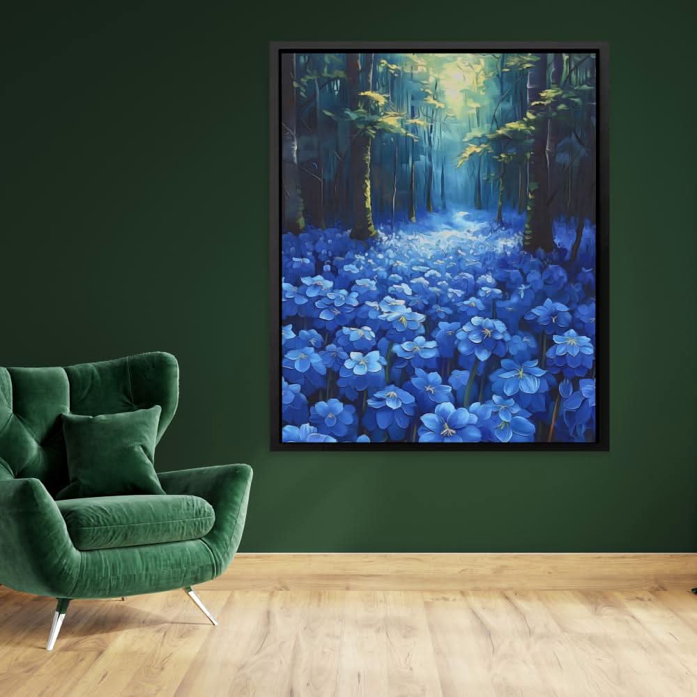 Blue Floral Forest - Blue Forest Canvas Print