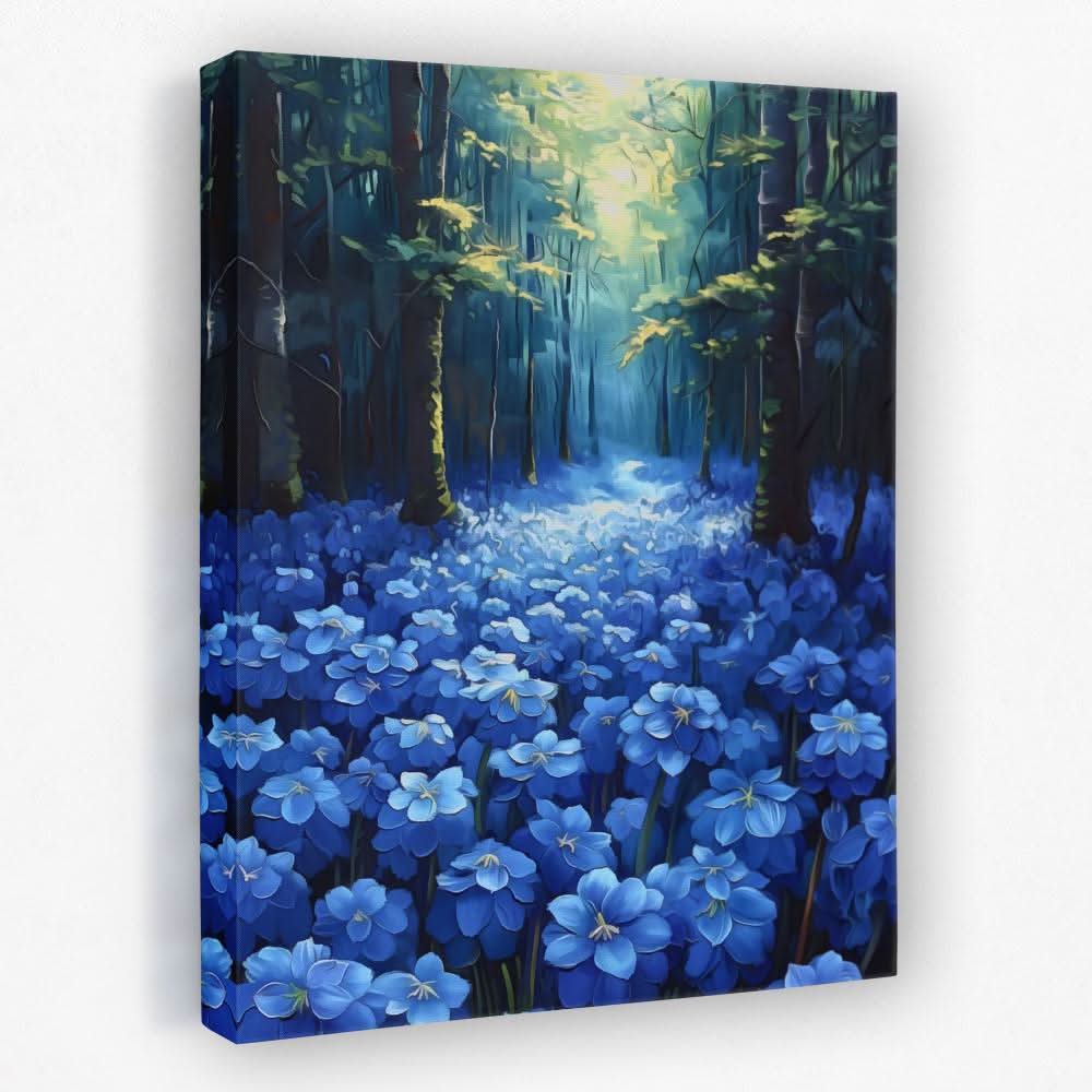 Blue Floral Forest - Floral Canvas Wall Art