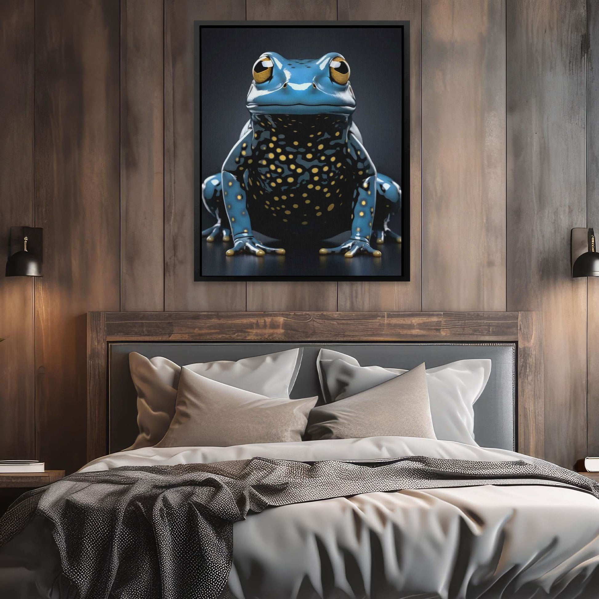 Blue Frog - Blue Realism Canvas Print