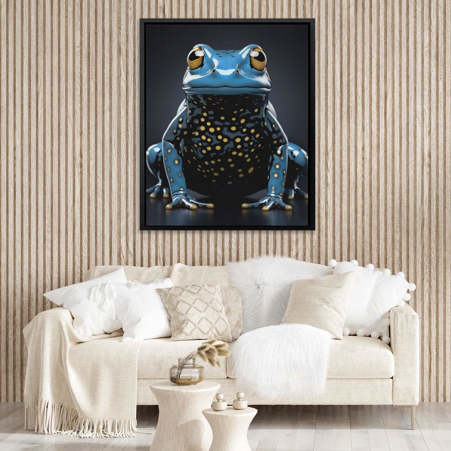 Blue Frog - Blue Canvas Wall Art