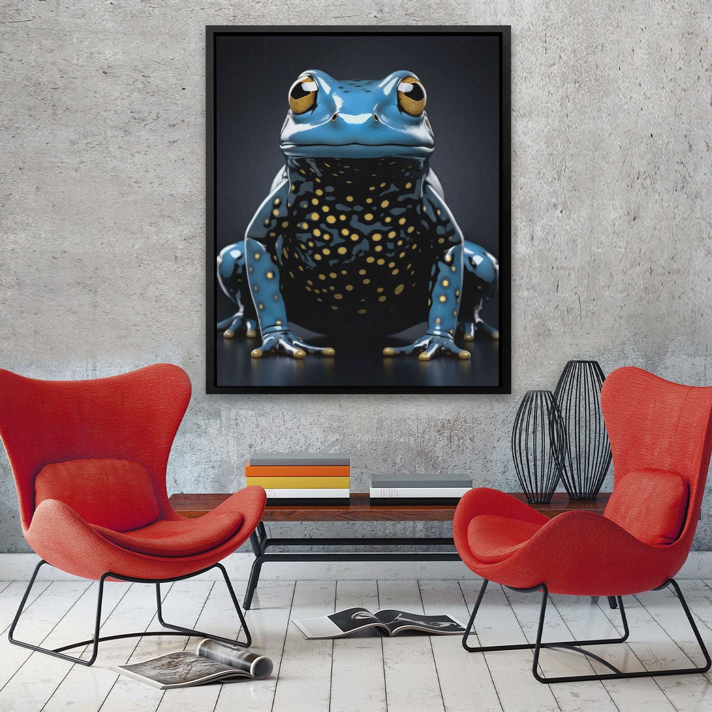 Blue Frog - Blue Wall Art