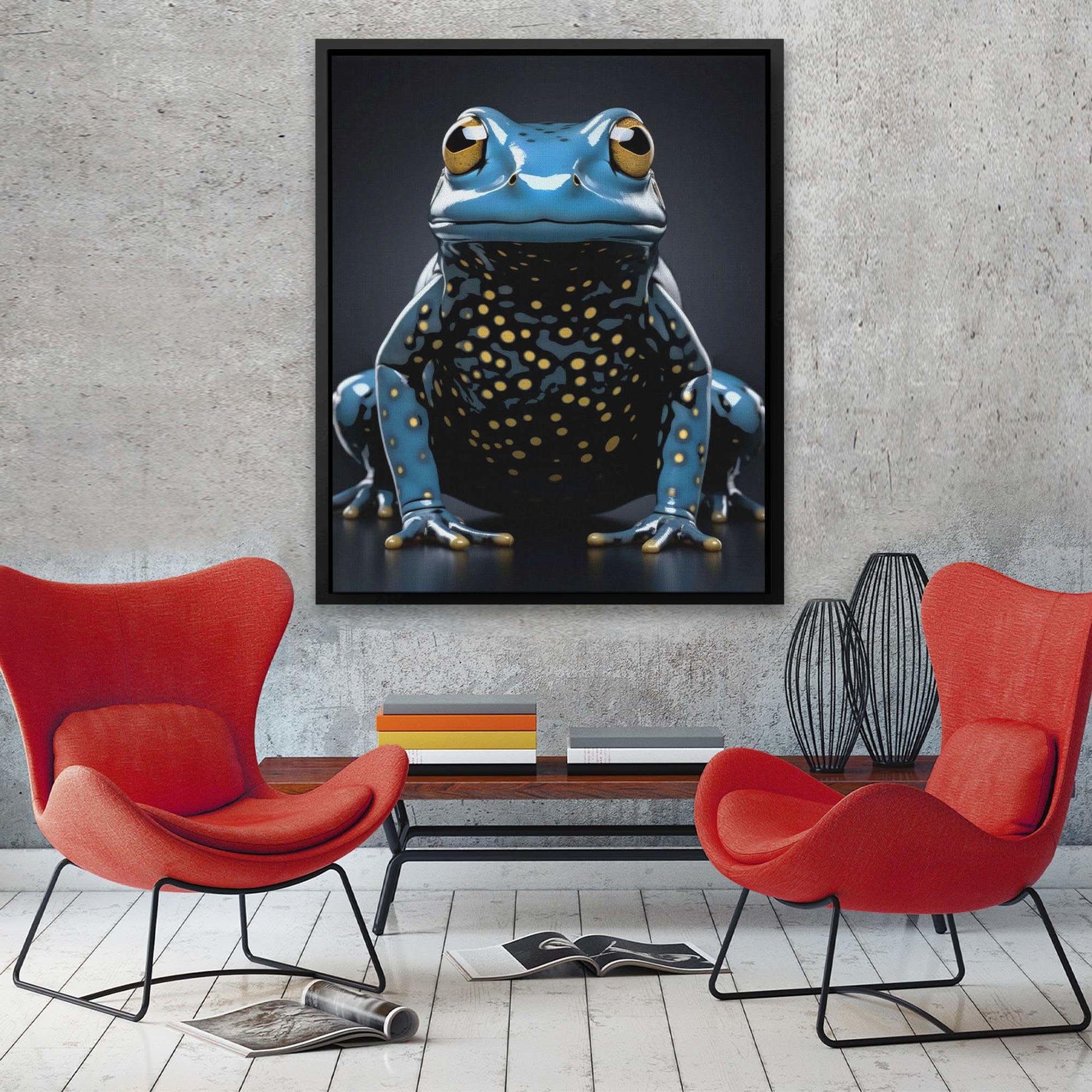 Blue Frog - Blue Wall Art