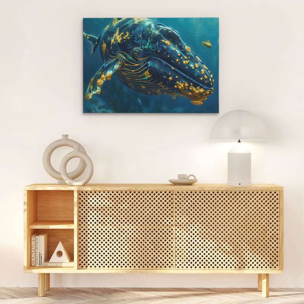 Blue Giant of the Sea - Blue Canvas Wall Art