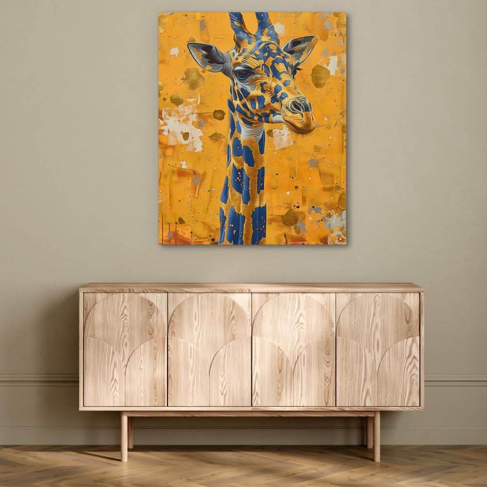 Blue Giraffe - Blue Wall Art for Hallway