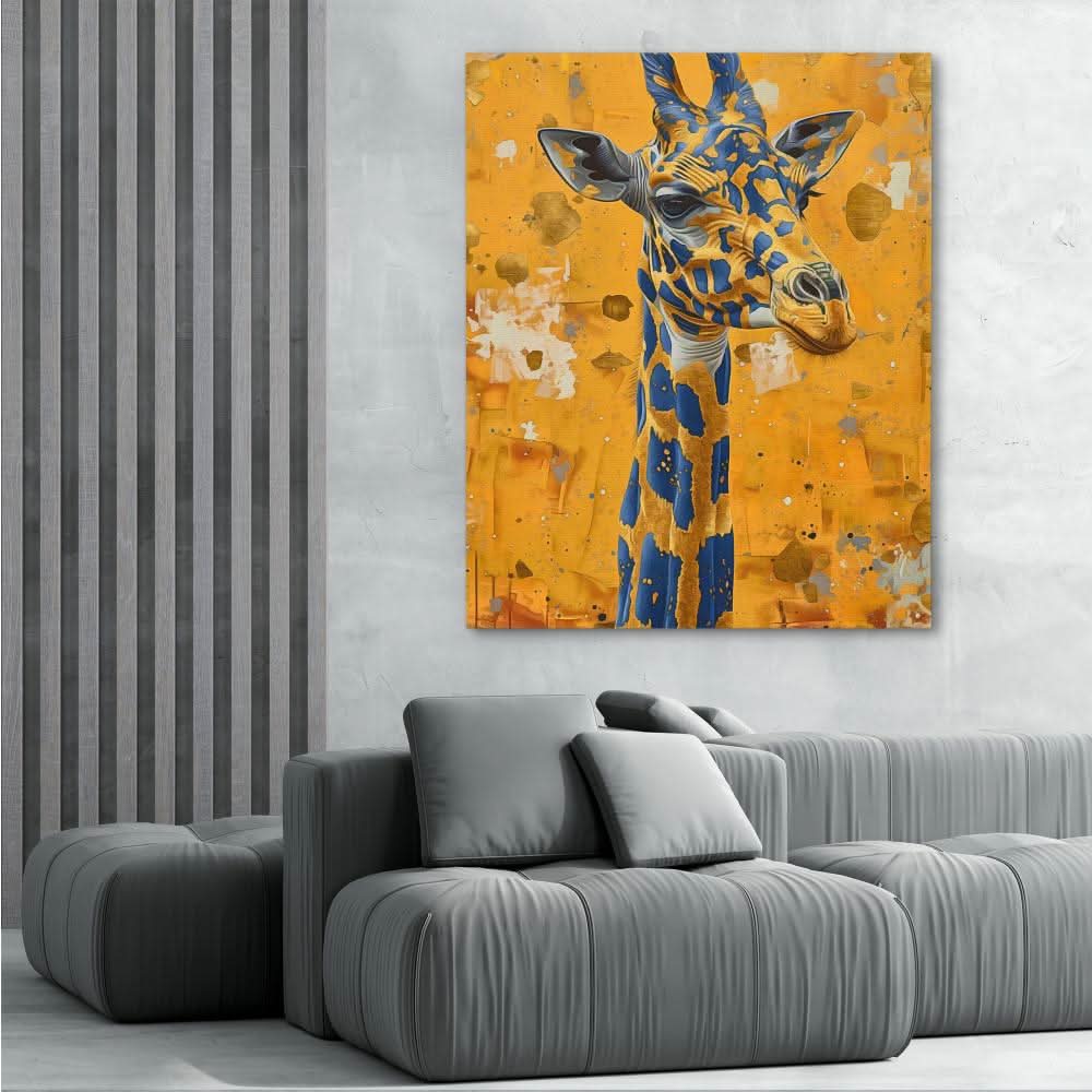 Blue Giraffe - Africa Art for Hallway