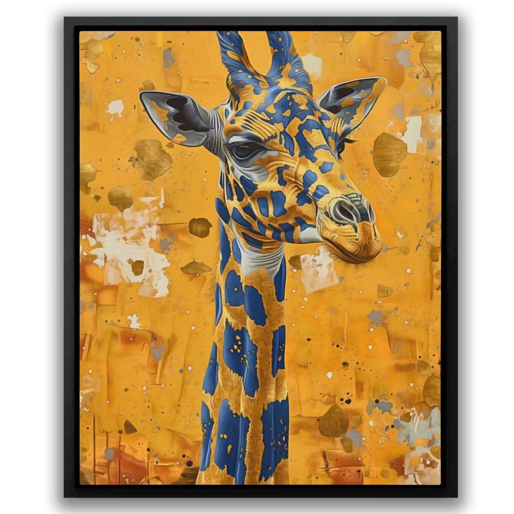 Blue Giraffe - Wall Art in Black Frame