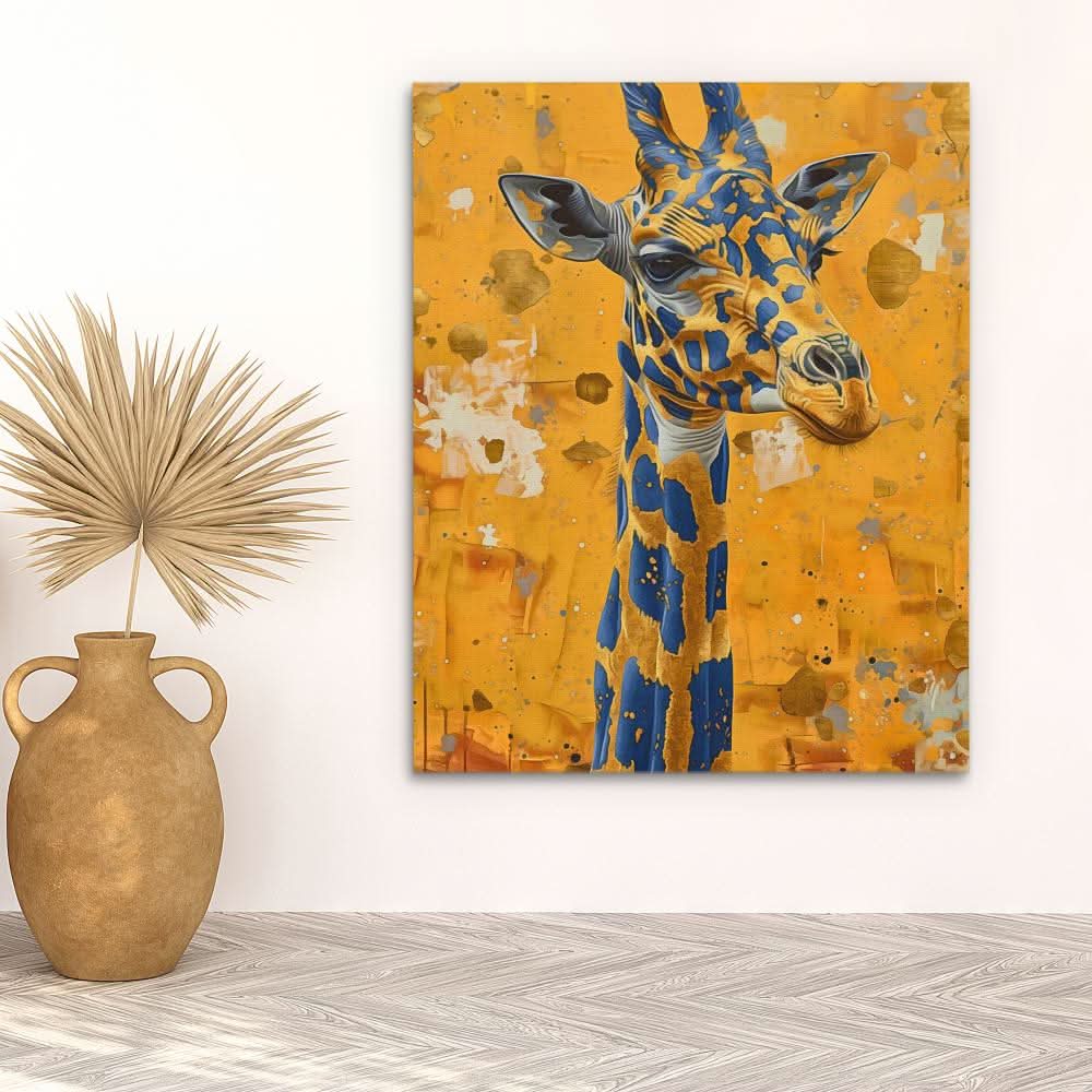 Blue Giraffe - Large Canvas Print