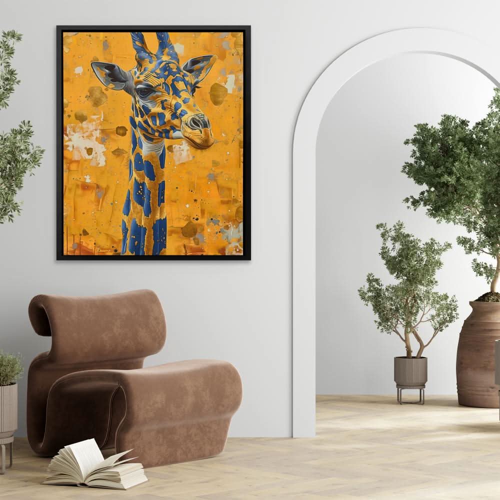Blue Giraffe - Blue Animals Canvas Print