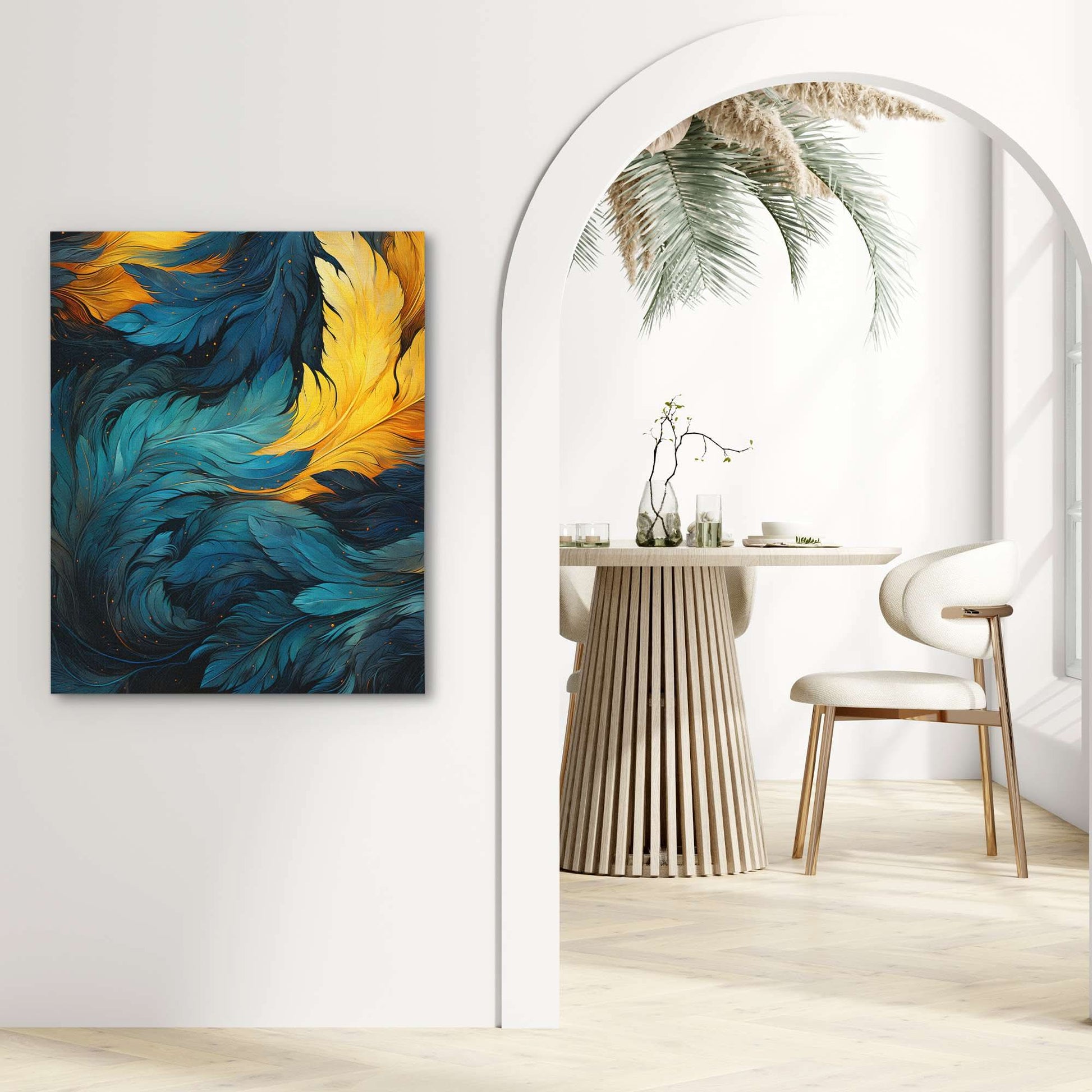 Blue Gold Feathers - Feathers Art