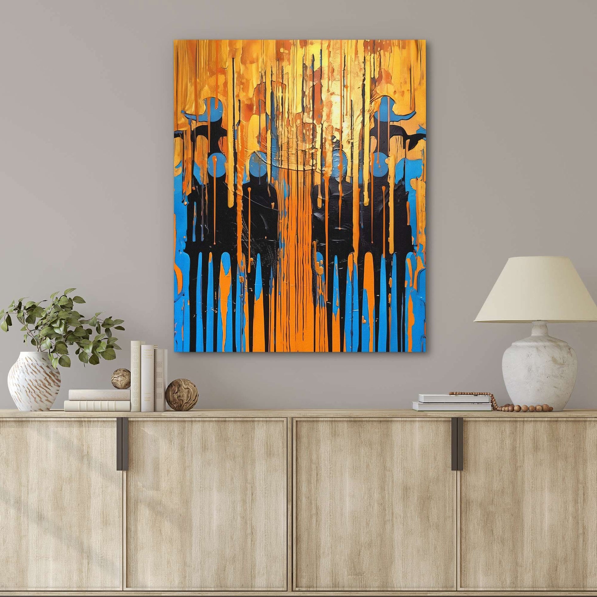 Blue-Gold Symphony - Wall Art