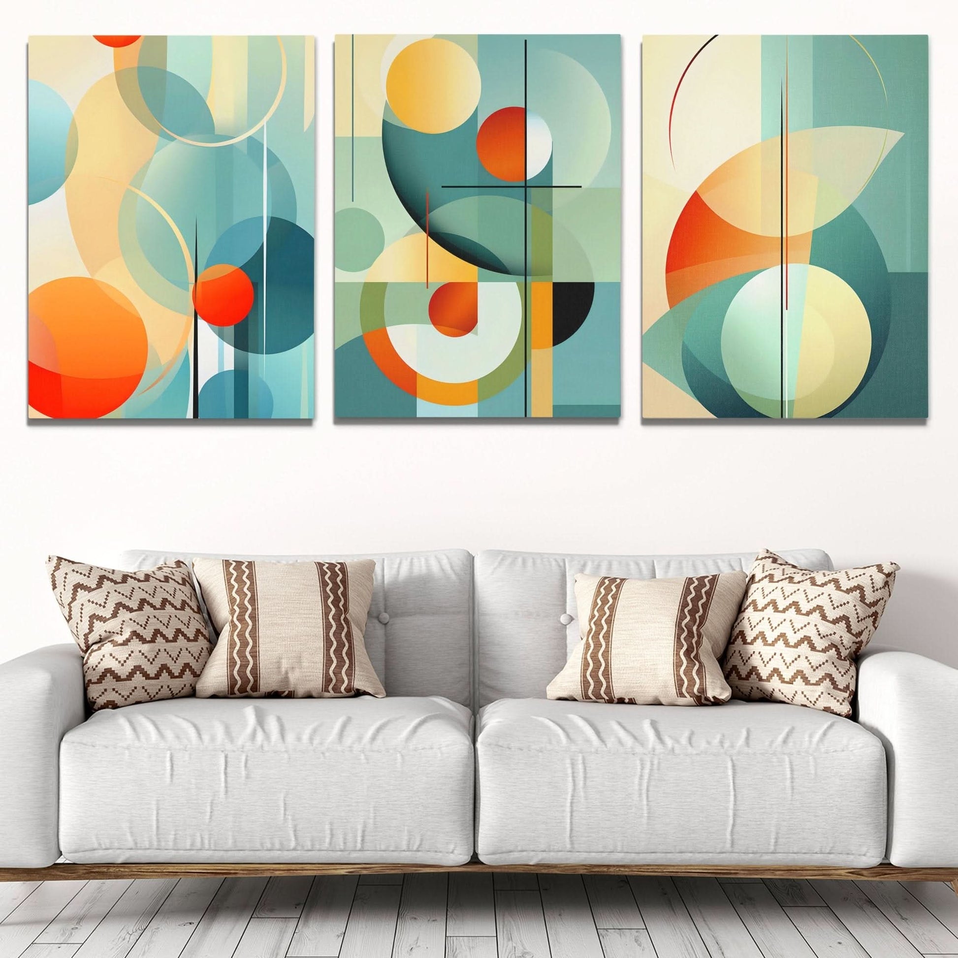 Blue Green Pastels (3) Set - Green Canvas Print