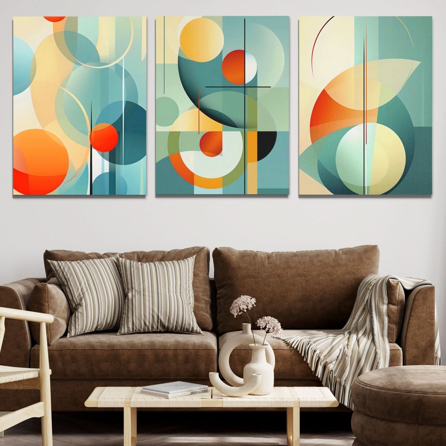 Blue Green Pastels (3) Set - Framed Wall Art