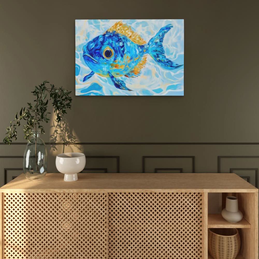 Blue Guppy - Blue Wall Art for Kitchen