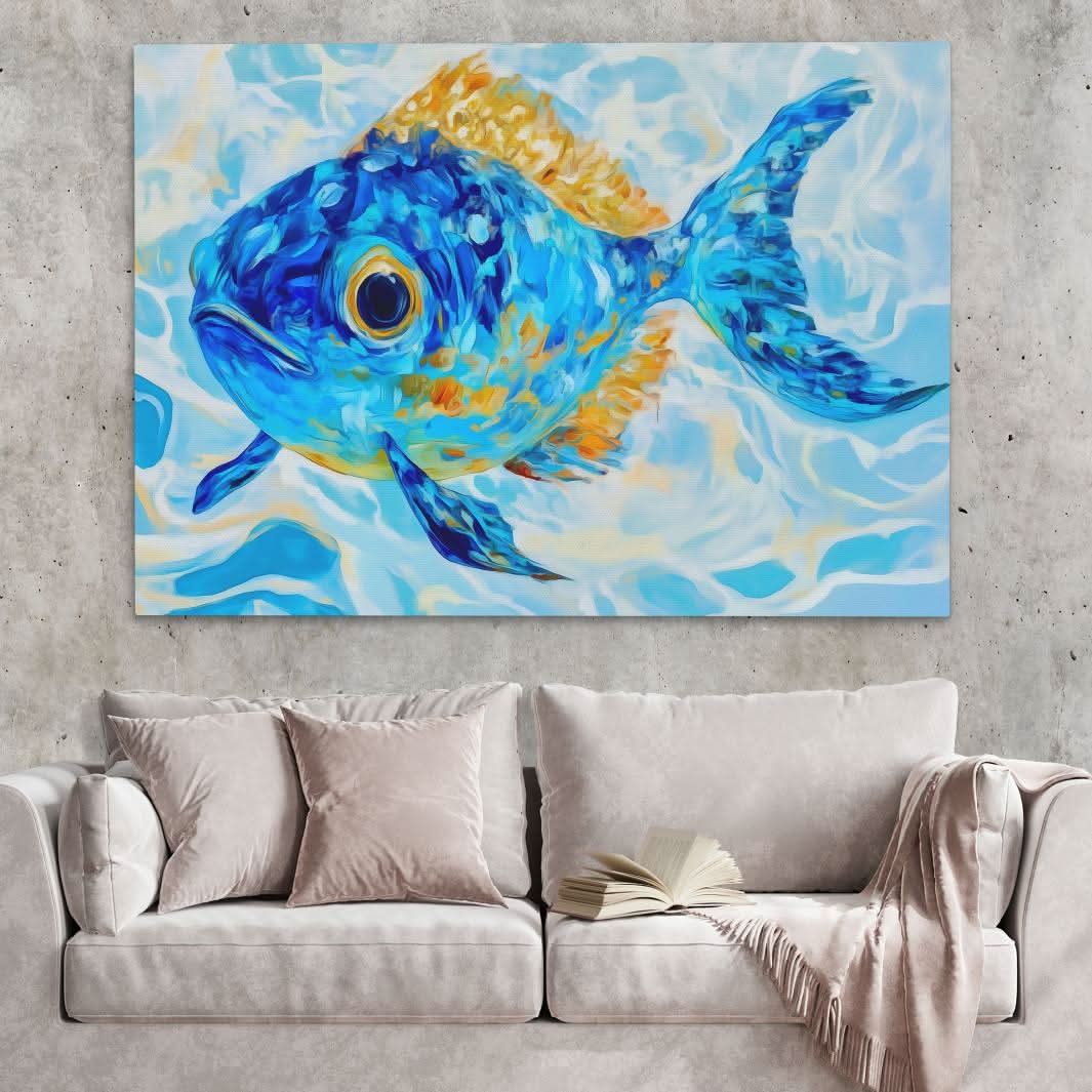 Blue Guppy - Wall Art in Black Frame