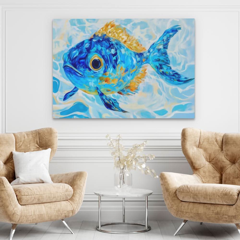 Blue Guppy - Beach House Art for Bathroom
