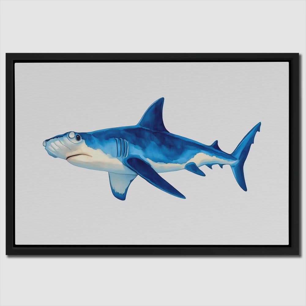 Blue Hammerhead Shark - Coastal Art for Bathroom