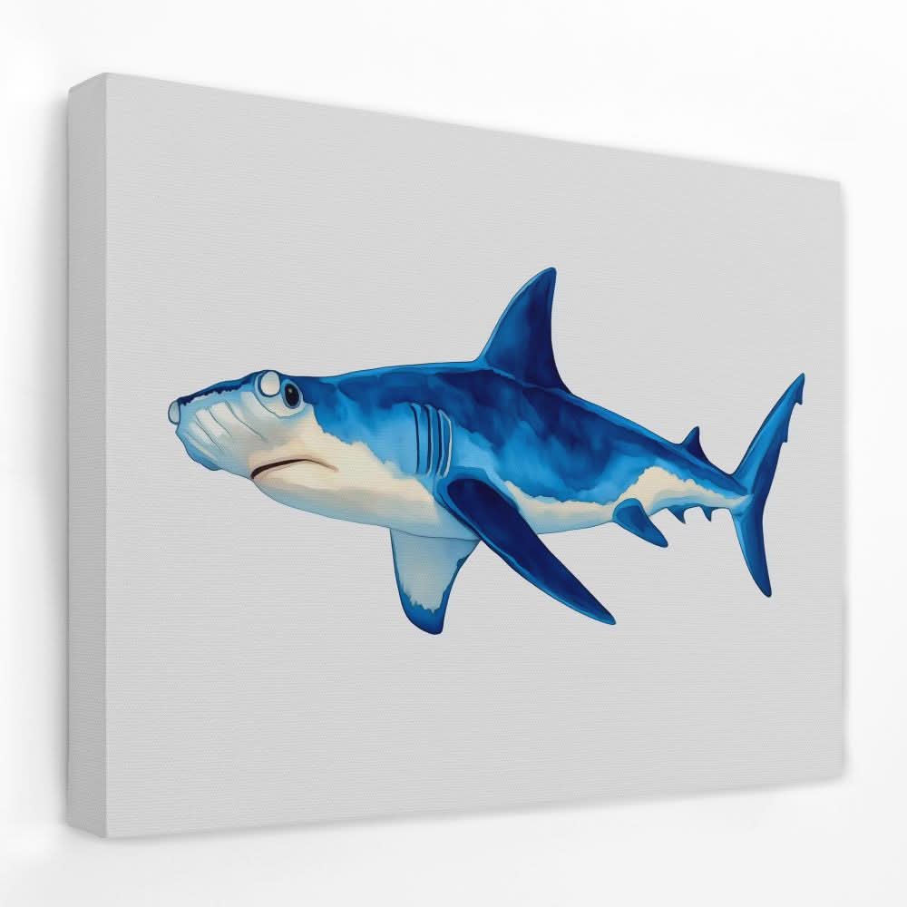 Blue Hammerhead Shark - Coastal Canvas Wall Art