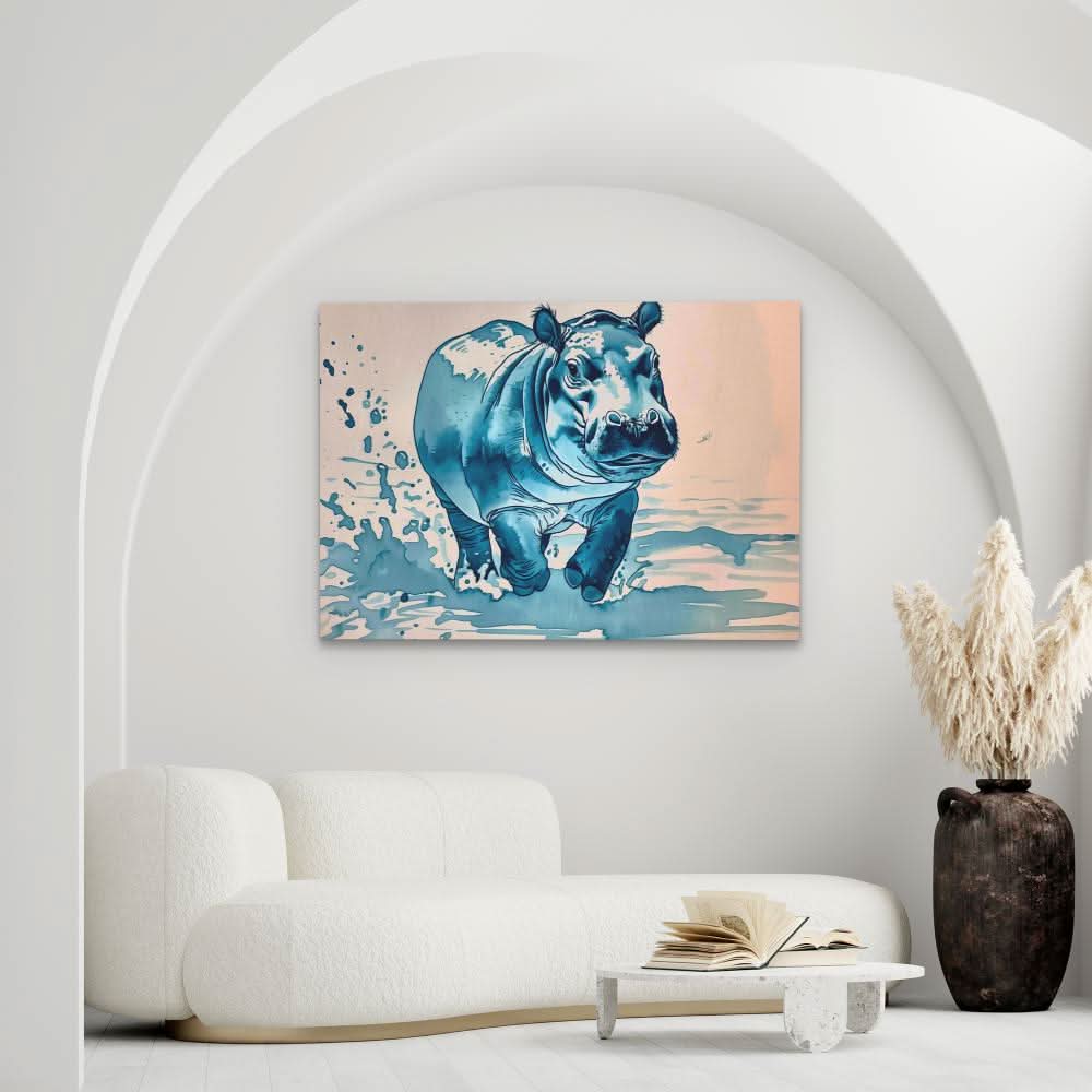 Blue Hippo - Animals Art for Living Room