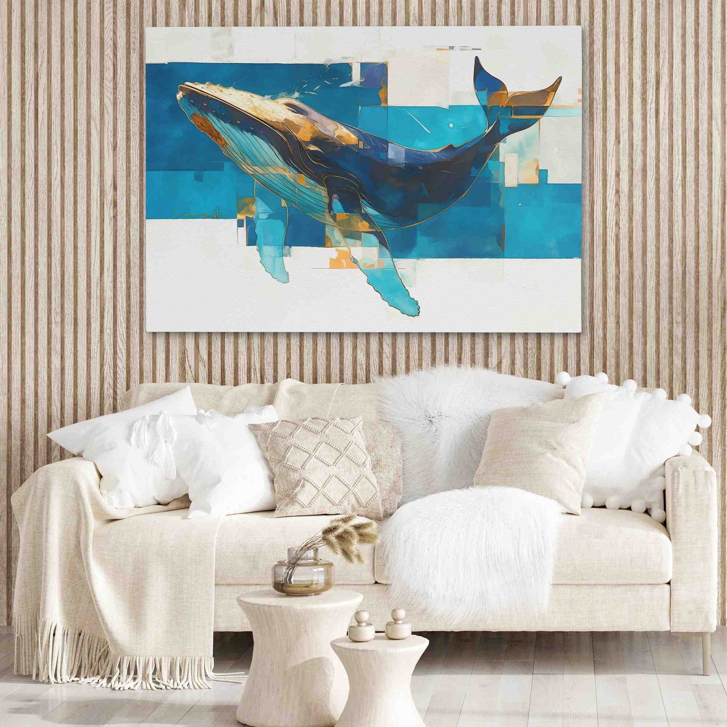 Blue Humpback Whale - Large Abstract Canvas Print