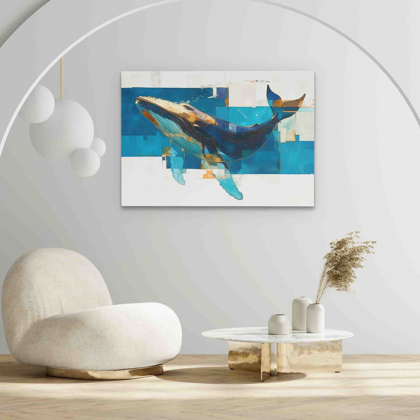 Blue Humpback Whale - Blue Horizontal Canvas Print