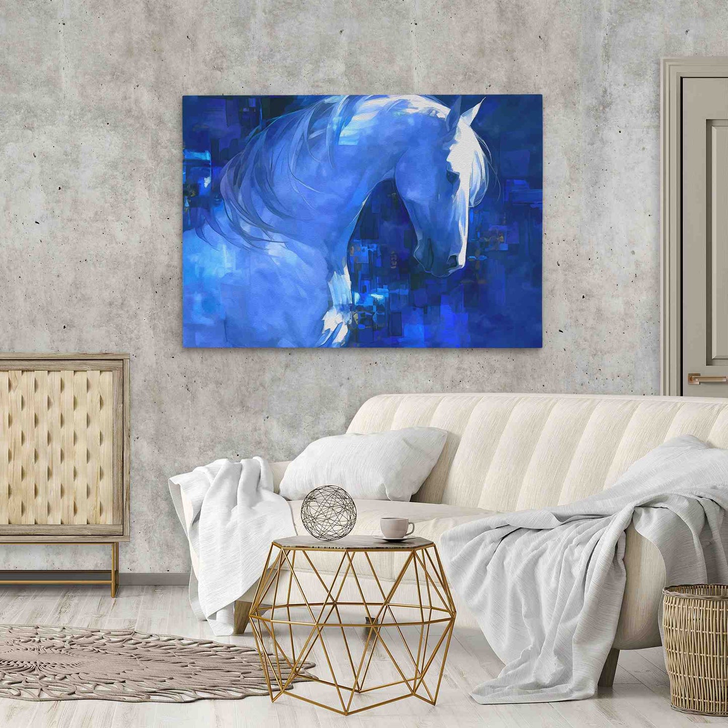 Blue Indigo - Cobalt Wall Art in Black Frame