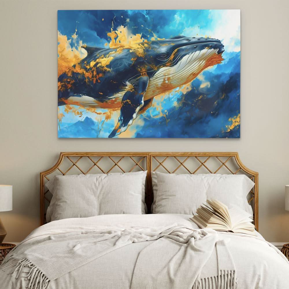 Blue Magic - Blue Blue Whale Canvas Print