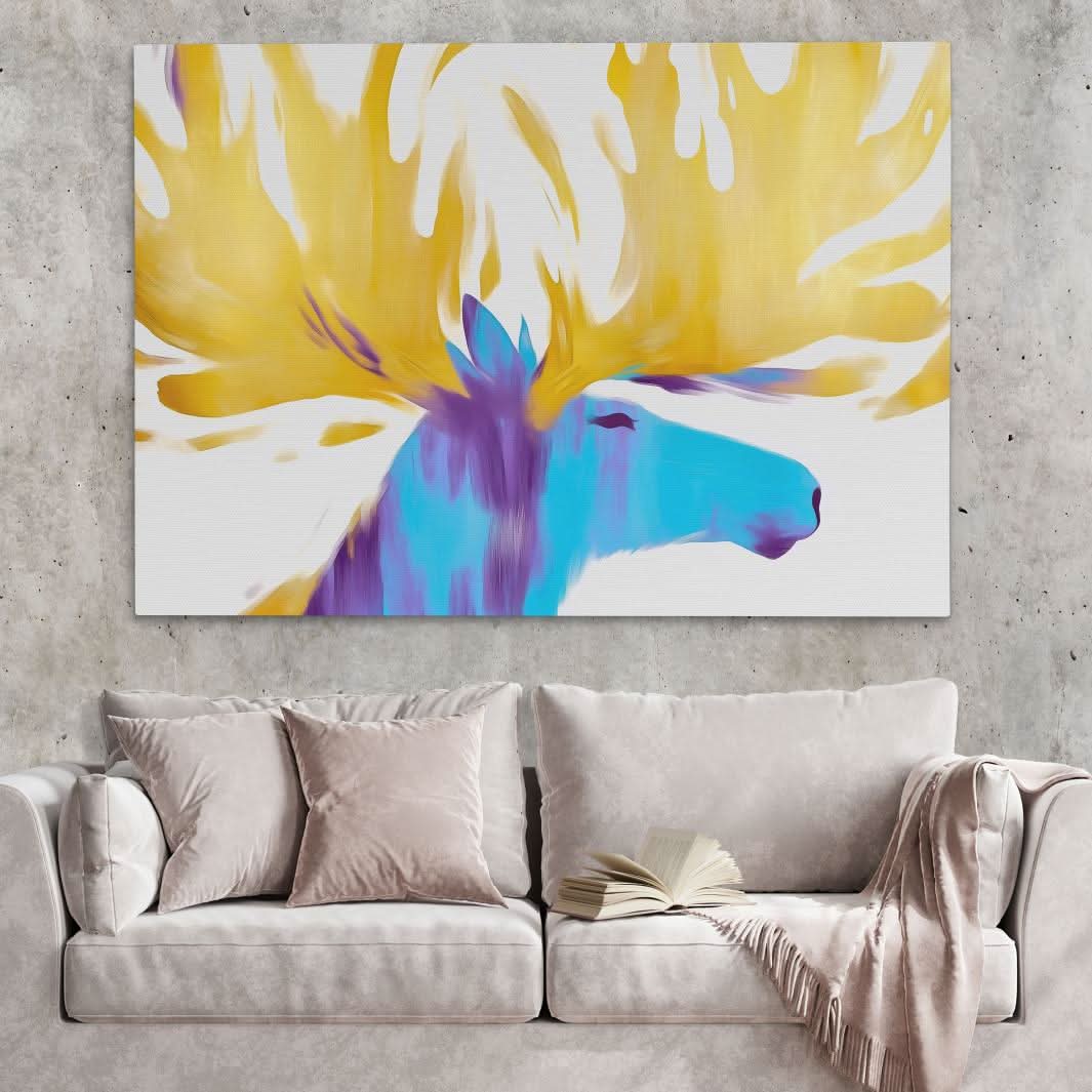 Blue Moose - Large Abstract Canvas Print