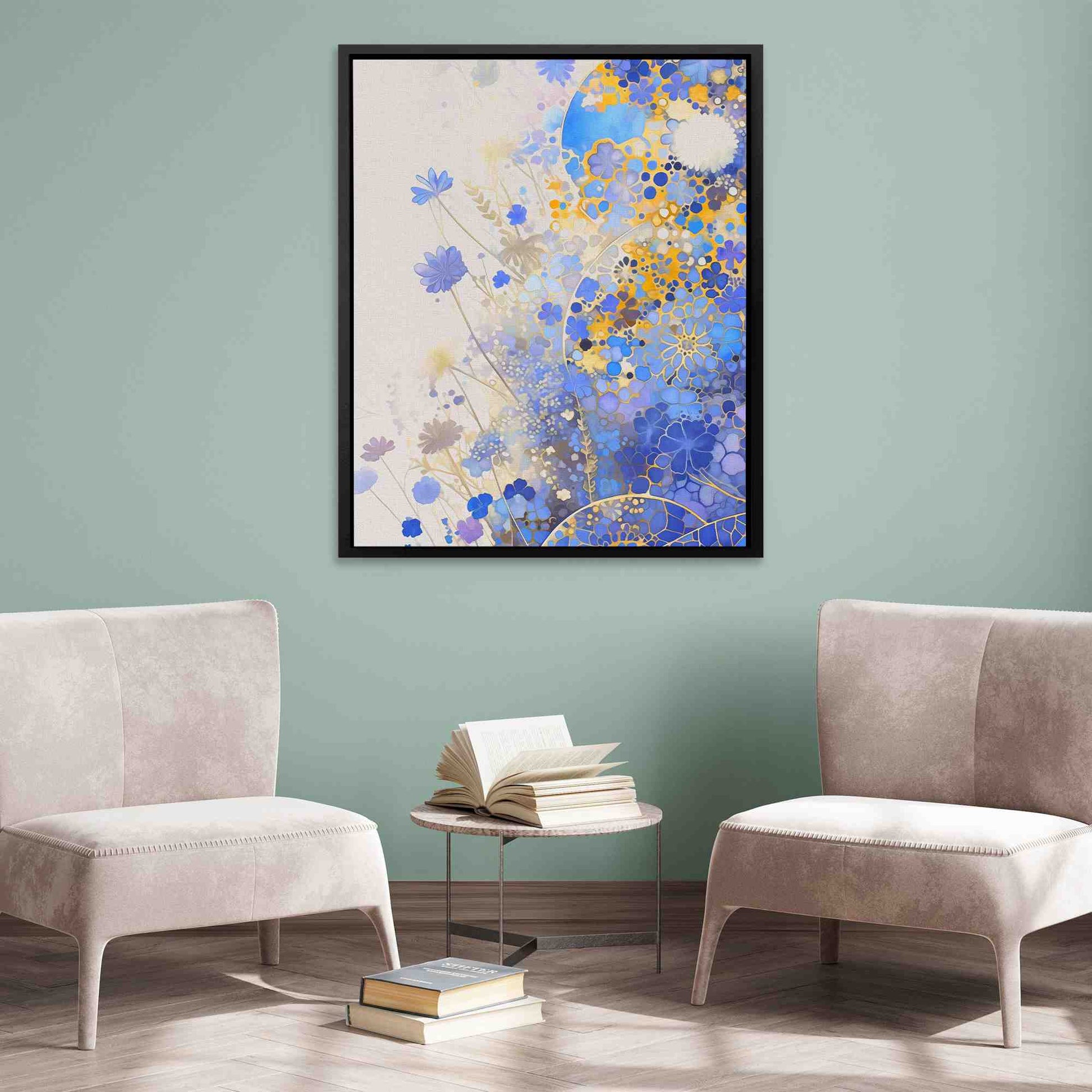 Blue Mosaic - Wall Art in Black Frame