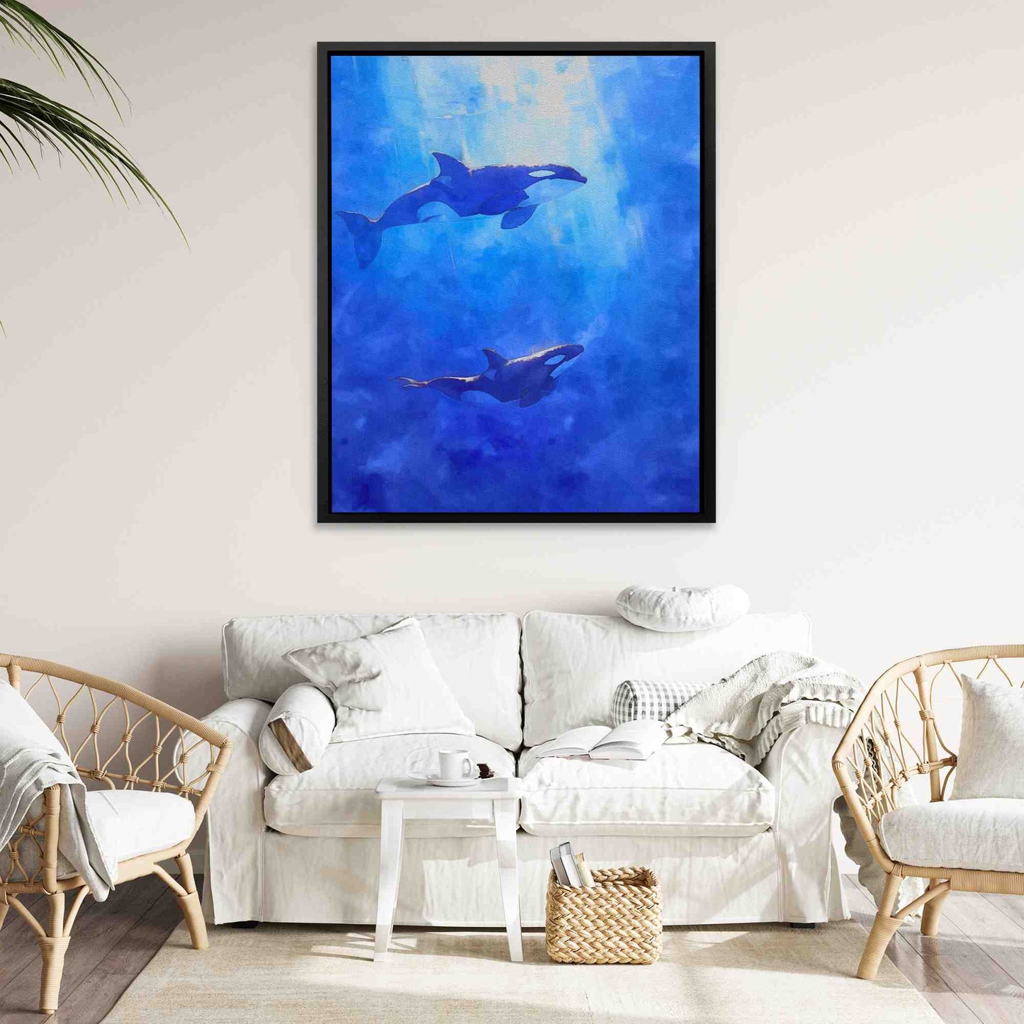 Blue Orcas - Ocean Art for Bathroom