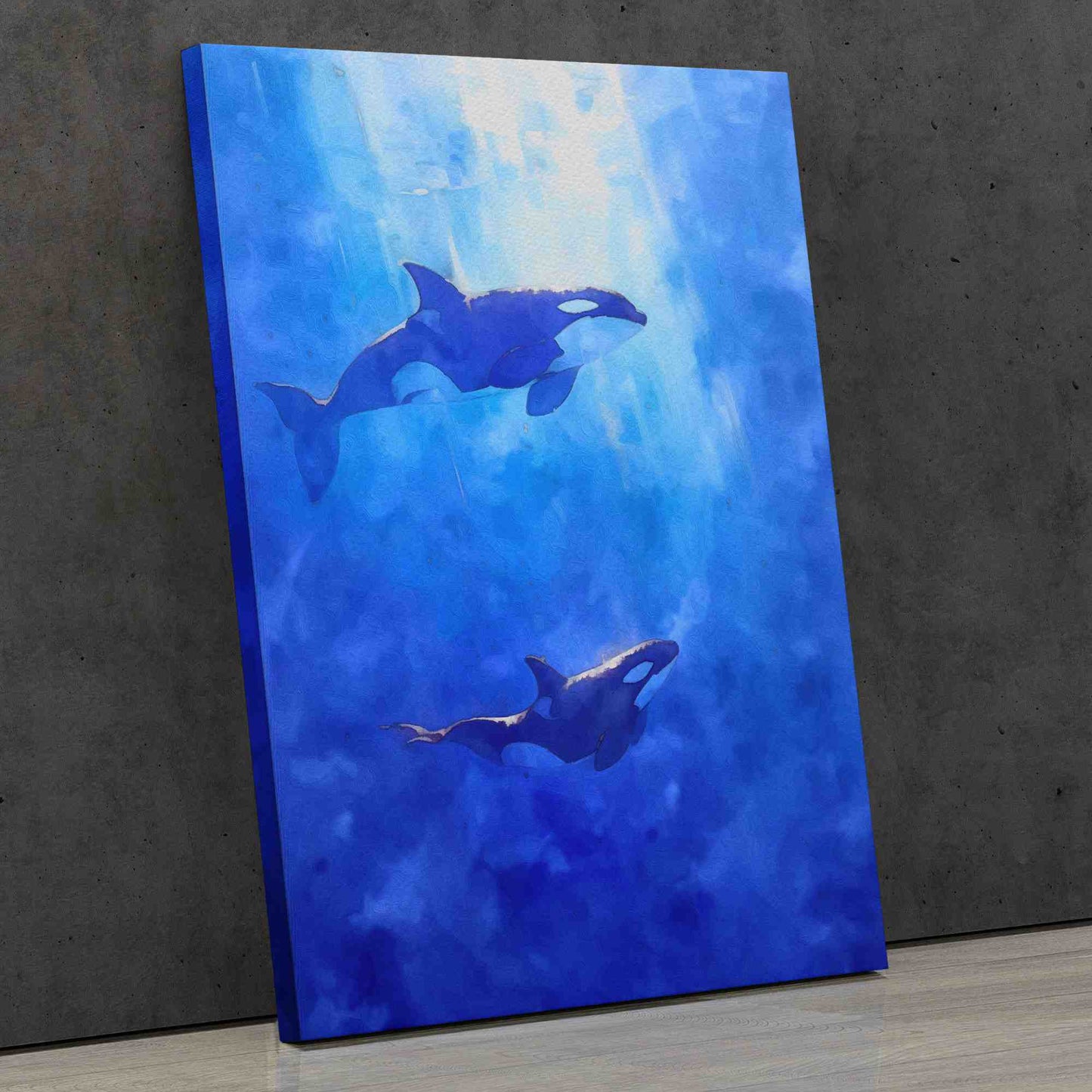 Blue Orcas - Orca Wall Art in Black Frame