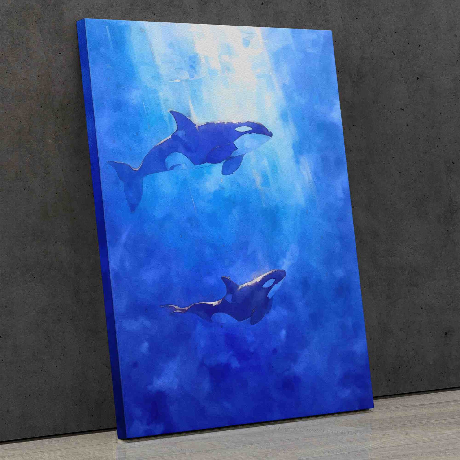Blue Orcas - Orca Wall Art in Black Frame