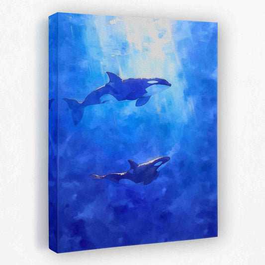 Blue Orcas - Ocean Canvas Wall Art