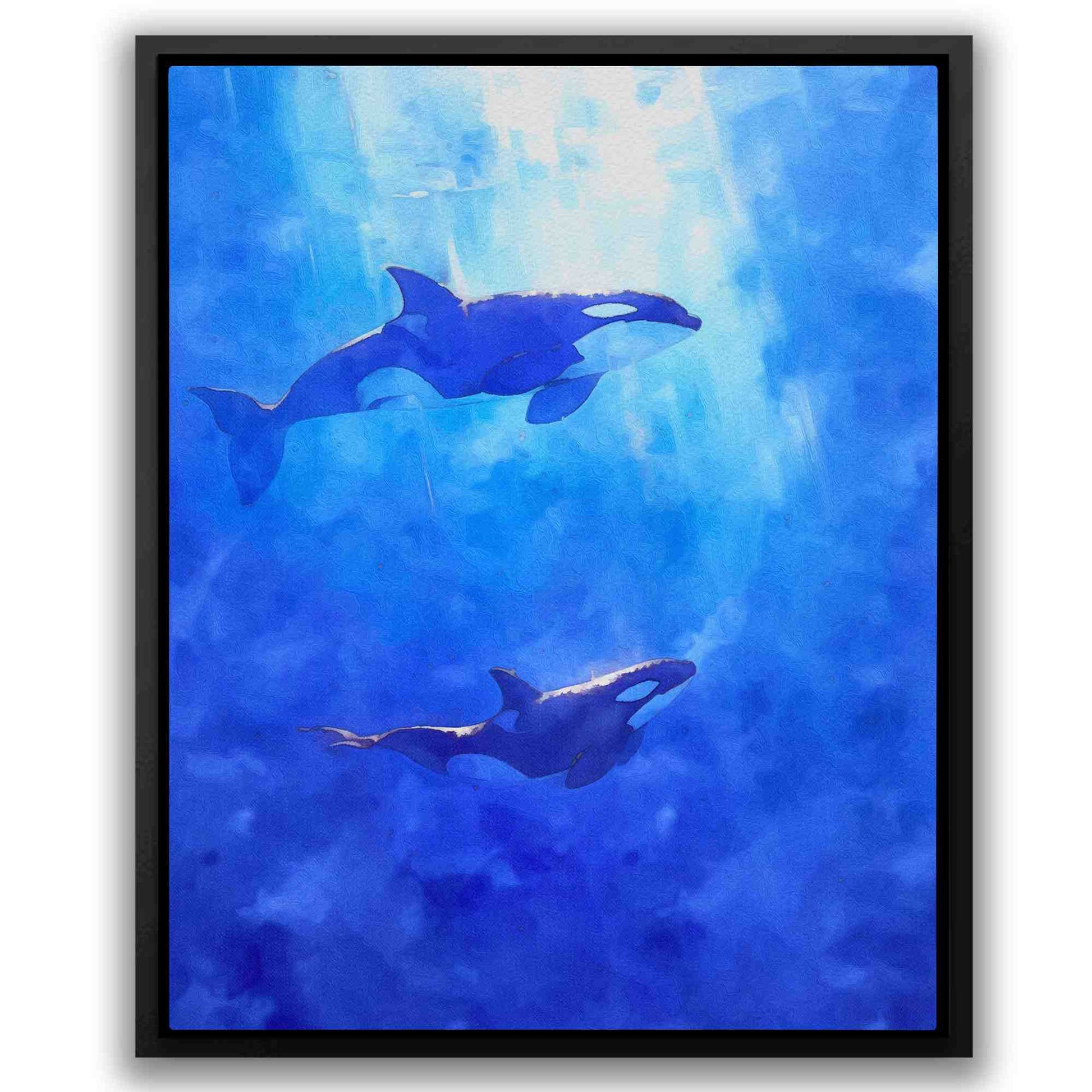 Blue Orcas - Blue Orca Canvas Print