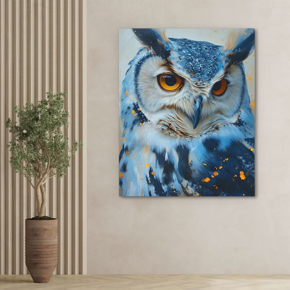 Blue Owl - Wall Art in Black Frame