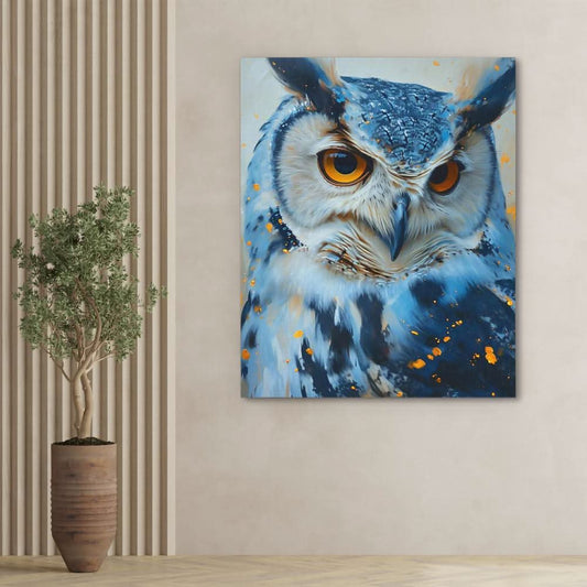 Blue Owl - Wall Art in Black Frame
