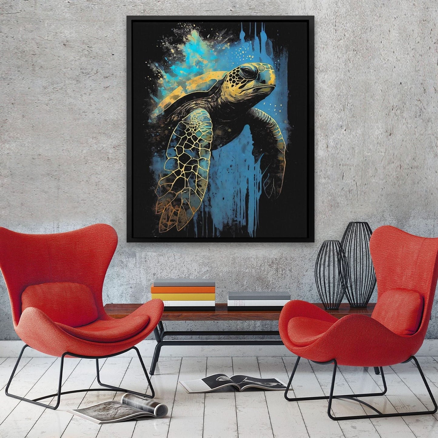 Blue Sea Turtle - Large Canvas Print