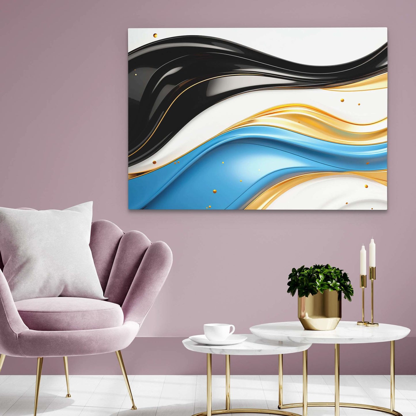 Blue Serenity - Abstract Wall Art in Black Frame