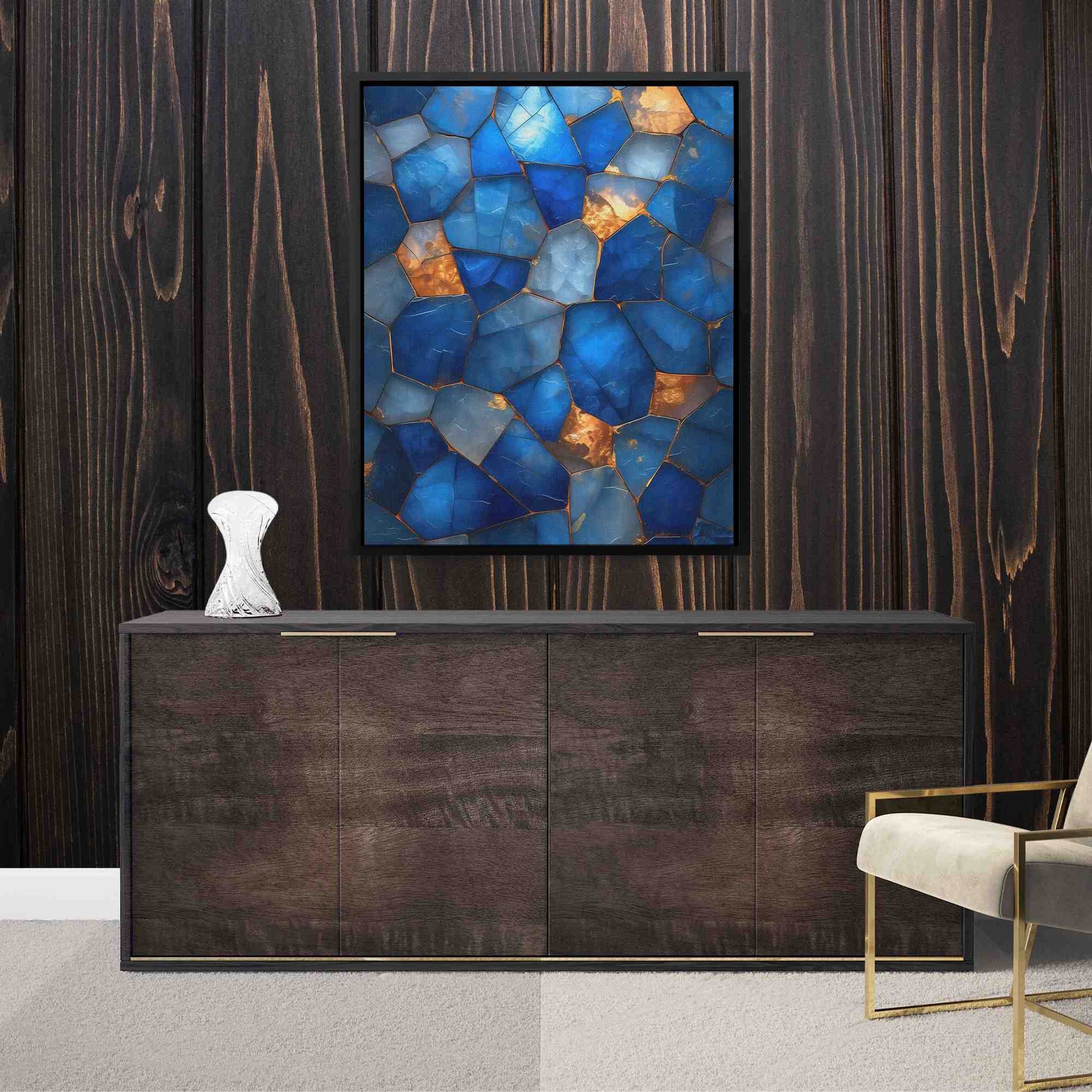 Blue Soul - Geometric Gold Canvas Wall Art