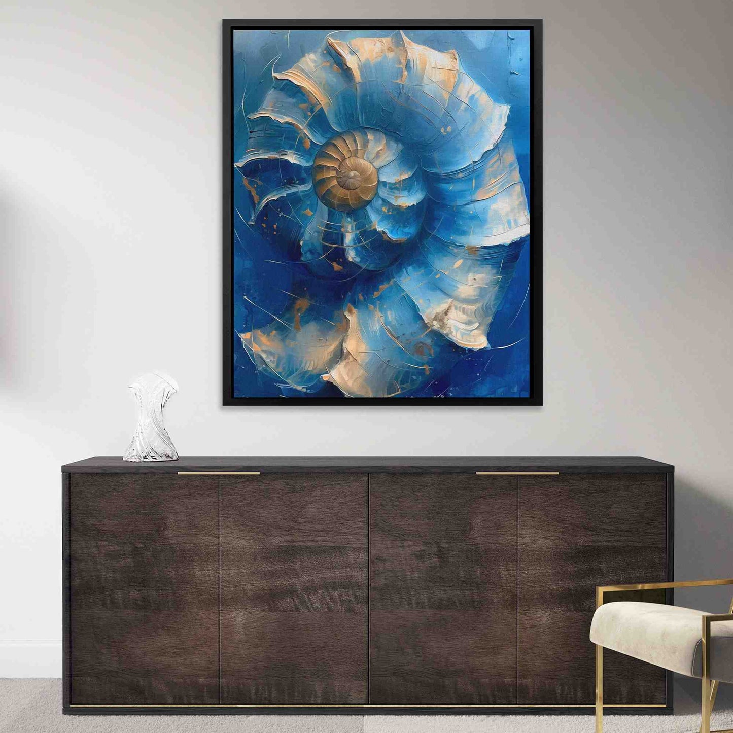 Blue Spiral - Large Abstract Canvas Print